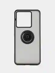 Черный чехол противоударный Xiaomi Poco X6 (Сяоми Поко Х6), с металлической подставкой кольцом