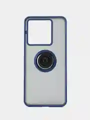 Синий чехол противоударный Xiaomi Poco X6 (Сяоми Поко Х6), с металлической подставкой кольцом
