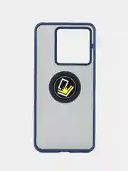 Синий чехол противоударный Xiaomi Poco X6 (Сяоми Поко Х6), с металлической подставкой кольцом