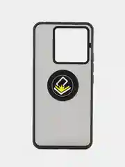 Черный чехол противоударный Xiaomi Poco X6 (Сяоми Поко Х6), с металлической подставкой кольцом