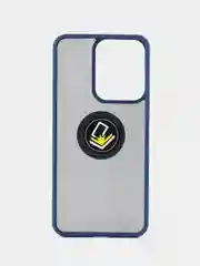 Синий чехол противоударный Xiaomi Redmi 13C / Poco C65, с металлической подставкой кольцом