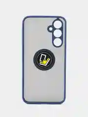Синий чехол противоударный Samsung Galaxy A35 5G, с металлической подставкой кольцом