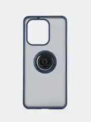 Синий чехол противоударный Xiaomi Redmi Note 13 4G, с металлической подставкой кольцом