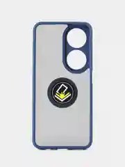 Синий чехол противоударный HONOR X7B (Хонор Икс 7Б), с металлической подставкой кольцом