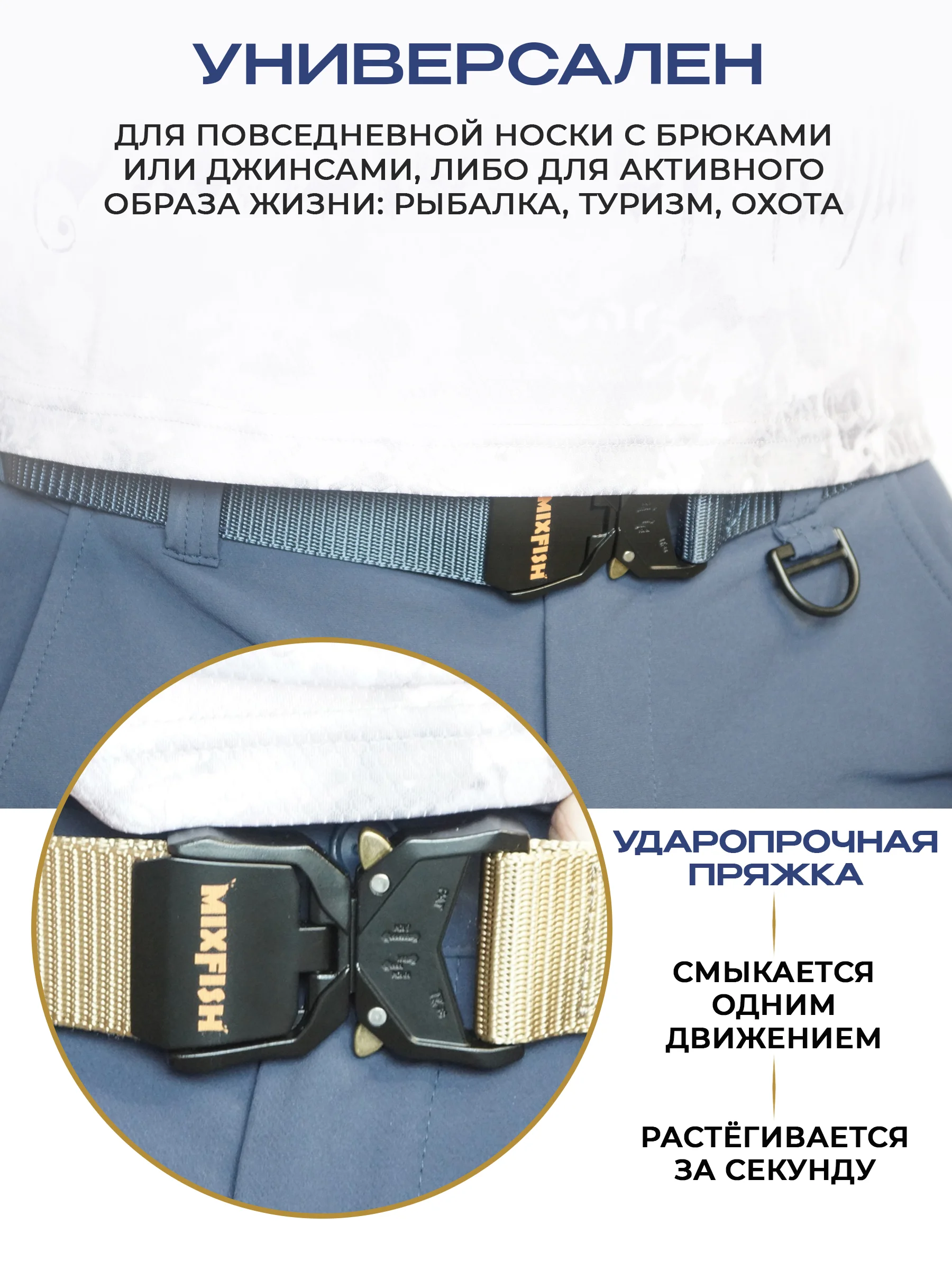 Синий ремень для рыбалки и охоты тактический MixFish
