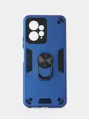 Синий чехол Xiaomi Redmi Note 12 4G противоударный, с металлической подставкой кольцом