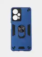 Синий чехол Xiaomi POCO F5/Redmi Note 12 Turbo противоударный с металлической подставкой кольцом