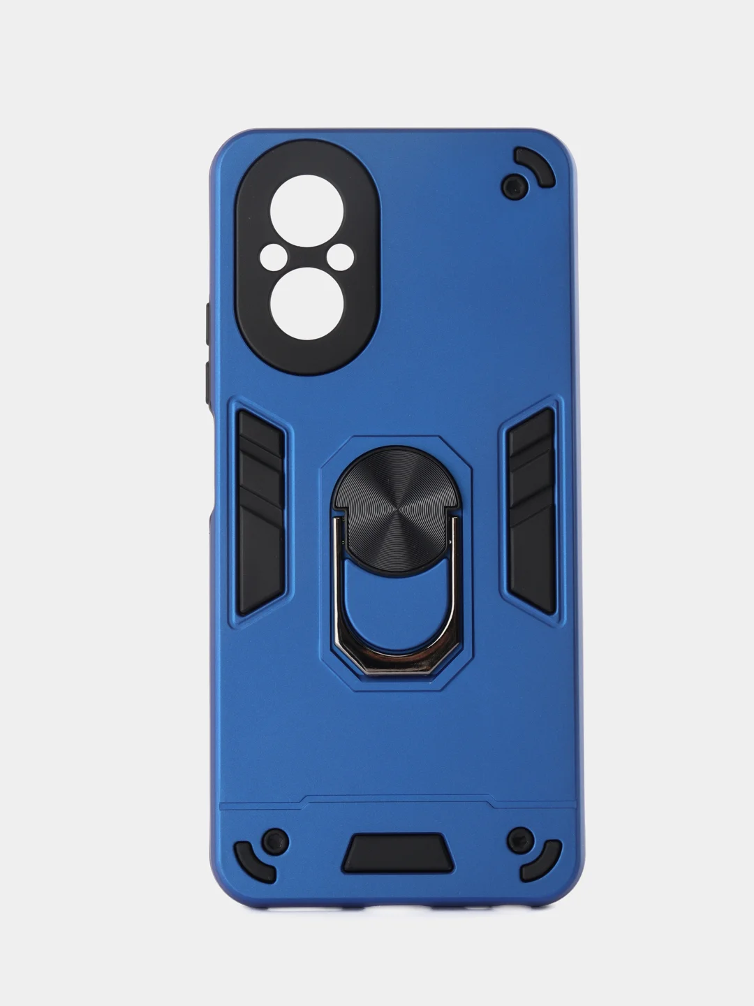 Синий чехол для Realme C67 (Реалми С67) противоударный, с металлической подставкой кольцом