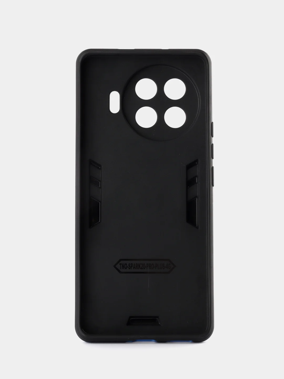 Синий чехол противоударный Tecno Spark 20 Pro + Plus с металлической подставкой кольцом