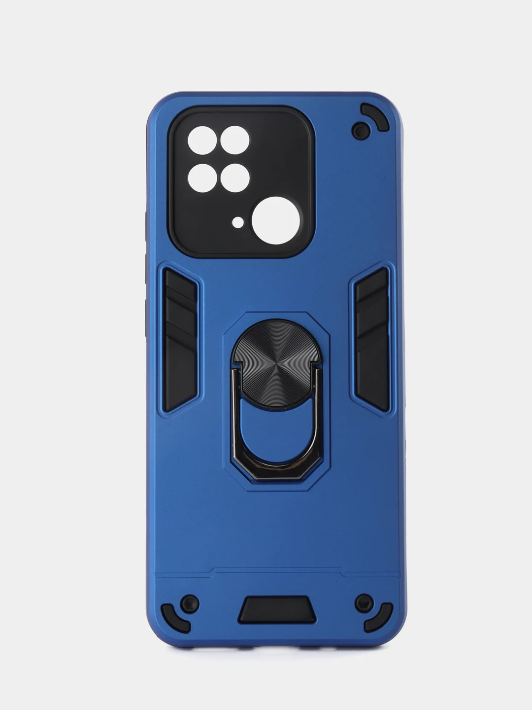 Синий чехол Xiaomi Redmi 10C / Poco C40 противоударный, с металлической подставкой кольцом