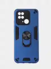 Синий чехол Xiaomi Redmi 10C / Poco C40 противоударный, с металлической подставкой кольцом