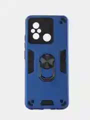 Синий чехол Xiaomi Redmi 12C / Poco C55 противоударный, с металлической подставкой кольцом