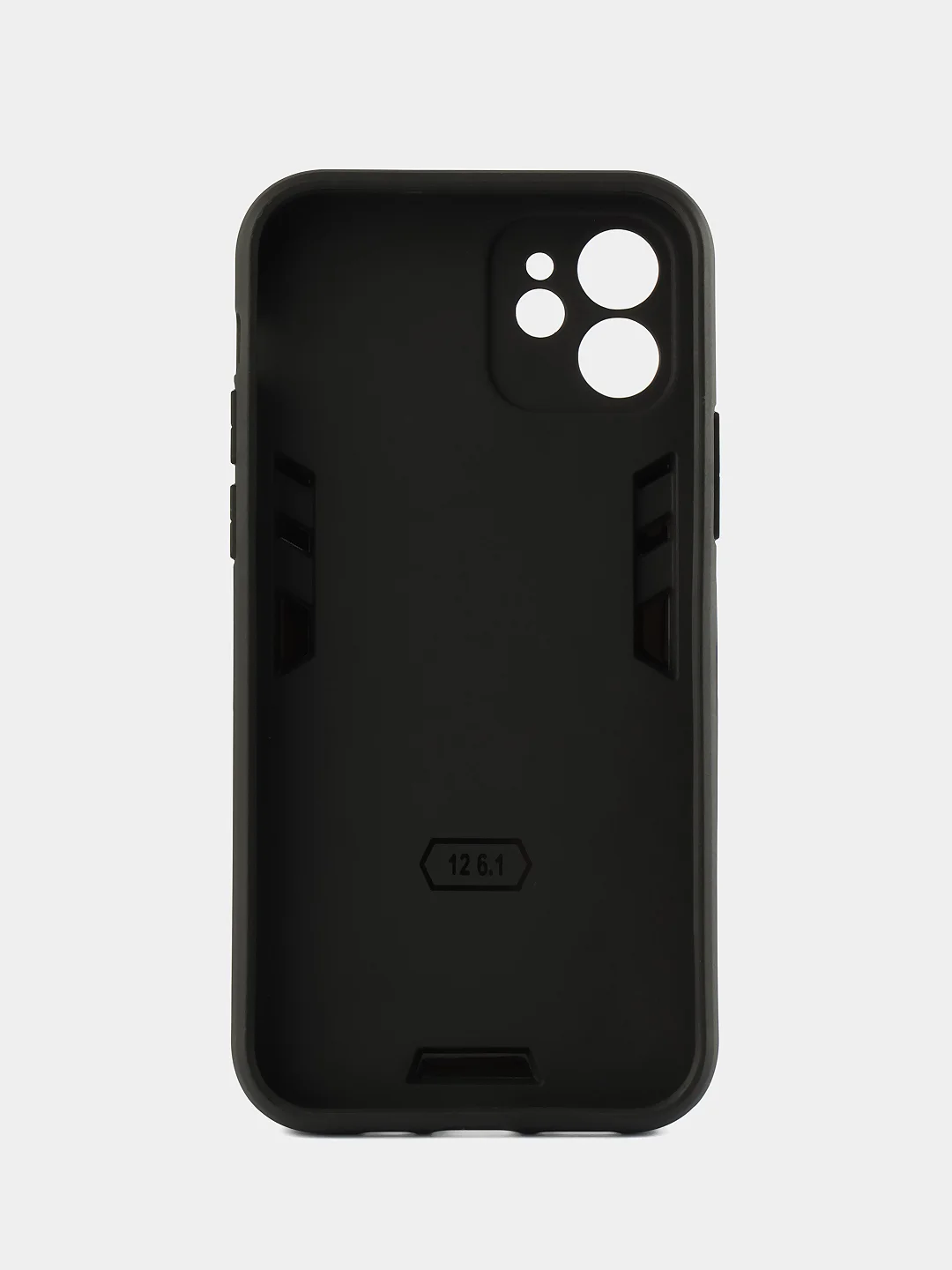 Синий чехол iPhone 12 (Айфон 12) противоударный, с металлической подставкой кольцом