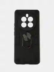 Черный чехол противоударный Realme 12 Pro /Realme 12 Pro +, с  металлической подставкой кольцом
