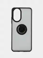 Черный чехол противоударный Realme C67 (Реалми С67), с металлической подставкой кольцом