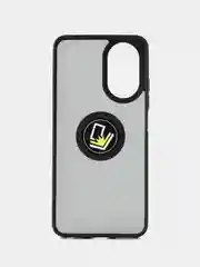 Черный чехол противоударный Realme C67 (Реалми С67), с металлической подставкой кольцом