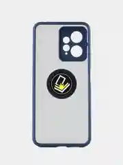 Синий чехол противоударный Xiaomi Redmi Note 12 4G, с металлической подставкой кольцом