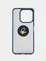 Синий чехол противоударный HONOR X6B (Хонор Х6Б), с металлической подставкой кольцом