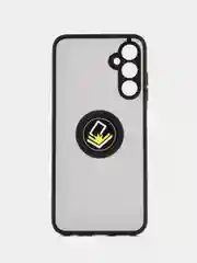 Черный чехол противоударный Samsung Galaxy A05S(Самсунг А05С), с металлической подставкой кольцом