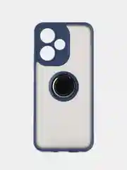 Синий чехол противоударный Infinix HOT 30 Play, с металлической подставкой кольцом