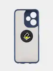 Синий чехол противоударный Infinix HOT 30 Play, с металлической подставкой кольцом