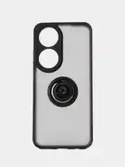 Черный чехол противоударный HONOR X7B (Хонор Икс 7Б), с металлической подставкой кольцом