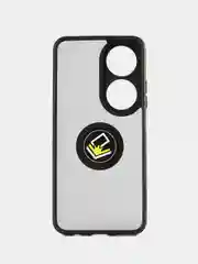 Черный чехол противоударный HONOR X7B (Хонор Икс 7Б), с металлической подставкой кольцом
