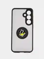 Черный чехол противоударный Samsung Galaxy S24 Самсунг С24, с металлической подставкой кольцом