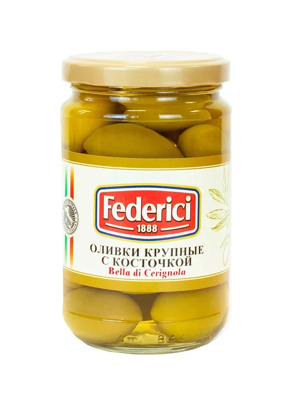Оливки крупные с косточкой FEDERICI “Bella di cerignola”, 300г