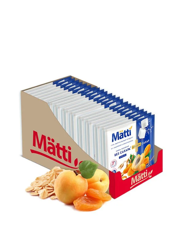 Каша овсяная MATTI Курага, моментального приготовления, 15 штук по 40 г