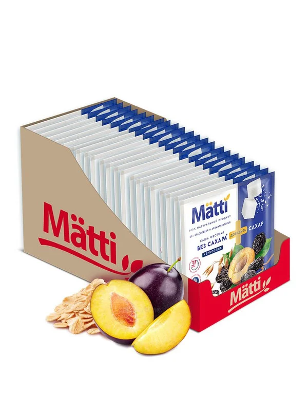 Каша овсяная MATTI Чернослив, моментального приготовления, 15 штук по 40 г