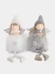 Серый новогодние елочные игрушки Феи набор на елку 2 шт