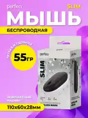 Черный мышь беспроводная Perfeo оптическая "SLIM", 3 кнопки, DPI 1200, USB