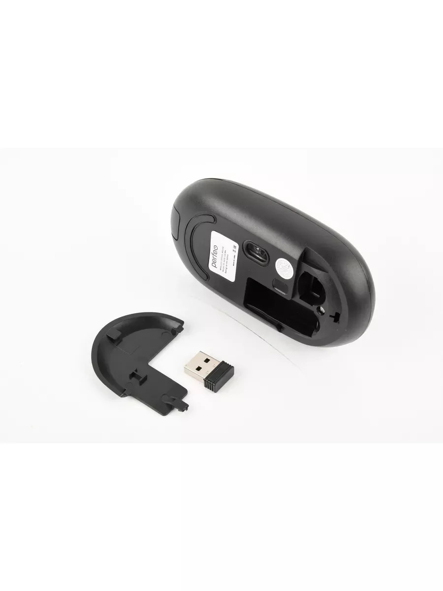 Черный мышь беспроводная Perfeo оптическая "SLIM", 3 кнопки, DPI 1200, USB
