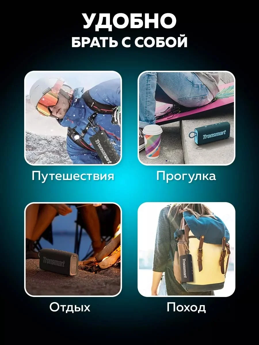 Синий колонка портативная беспроводная блютуз маленькая Tronsmart Trip 10, Blue