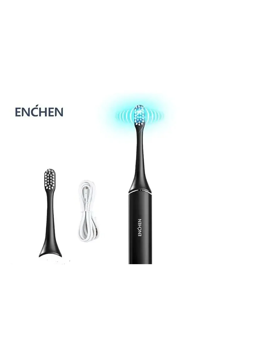 Черный электрическая зубная щетка Enchen Aurora T+ с тремя режимами ультрозвуковой чистки