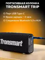 Черный колонка портативная беспроводная блютуз маленькая Tronsmart Trip 10, Black