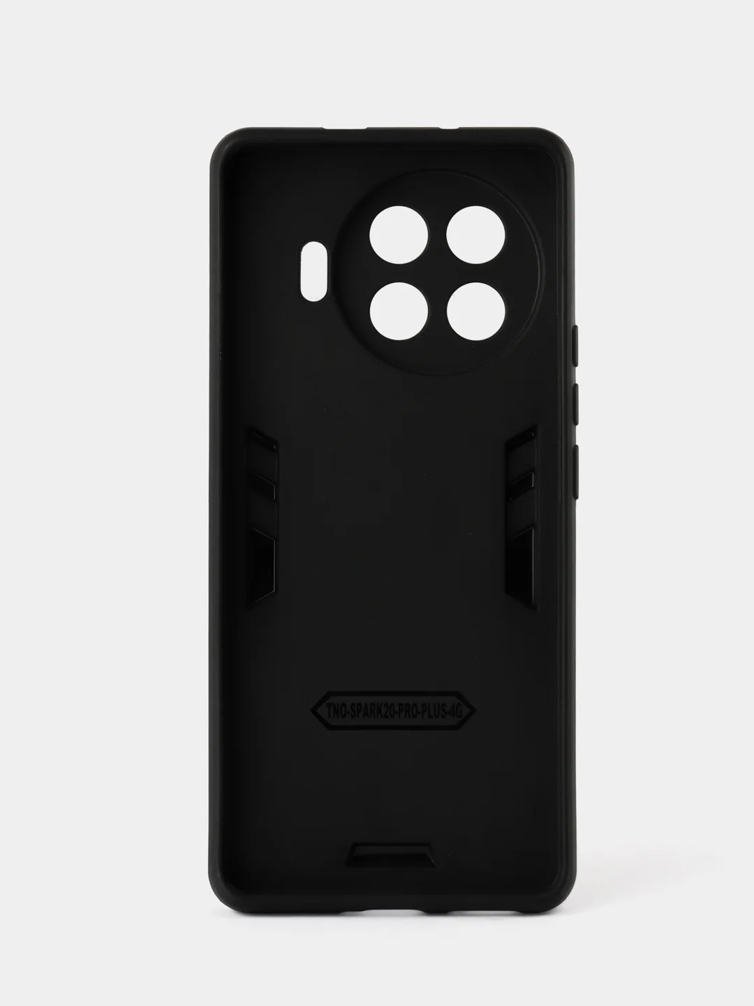 Черный чехол противоударный Tecno Spark 20 Pro + Plus с металлической подставкой кольцом