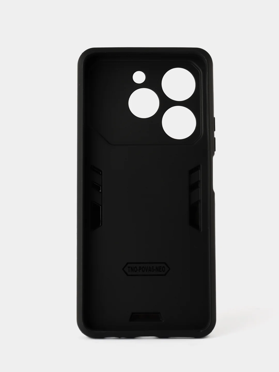 Черный чехол противоударный Tecno Pova 6 Neo (Техно Пова 6 Нео)с металлической подставкой кольцом