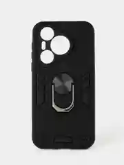 Черный чехол противоударный Huawei Pura 70 (Хуавей Pura 70), с металлической подставкой кольцом