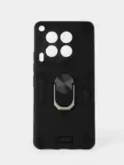Черный чехол противоударный Tecno Camon 30 4G (Техно Камон 30),с металлической подставкой кольцом