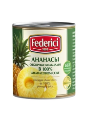 Ананасы отборные кольцами FEDERICI в ананасовом соке, 435мл