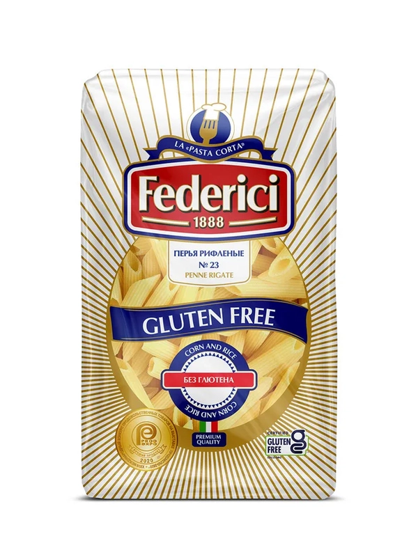 Макаронные изделия безглютеновые FEDERICI №23 Penne Rigate (Перья рифлёные), 400г