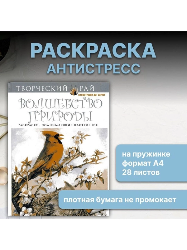 Раскраска антистресс для взрослых и детей "Волшебство природы" формат А4