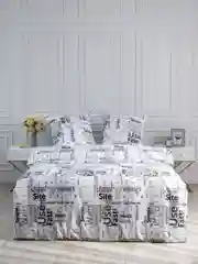 Белый комплект постельного белья, Вселенная текстиля, 10884, 2-x спальный с простыней Евро
