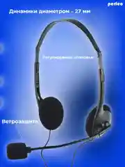 Компьютерная стерео гарнитура Perfeo Chat, накладная, черная