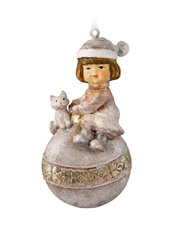Украшение ErichKrause Decor "Девочка с котенком на шаре", 9 см