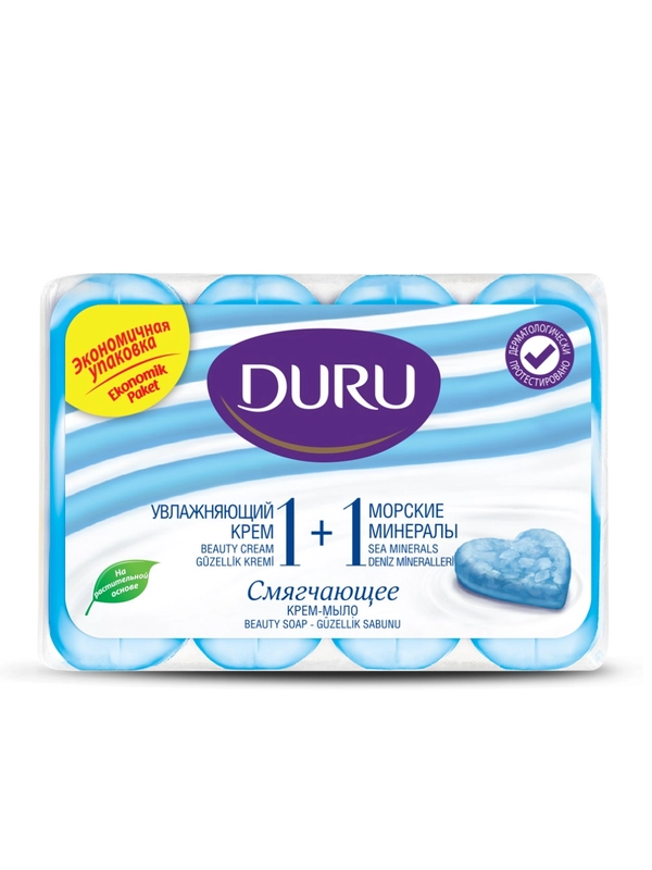 Крем-мыло DURU 1+1 смягчающее морские минералы, 80 г x 4 шт