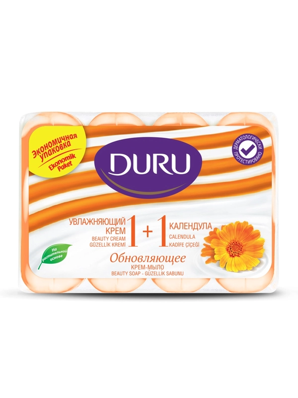 Крем-мыло DURU 1+1 обновляющее с календулой, 80 г x 4 шт