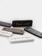 Бирки деревянные "Hand made" ("Ручная работа"), прямоугольные, набор из 6 шт. 3 цвета